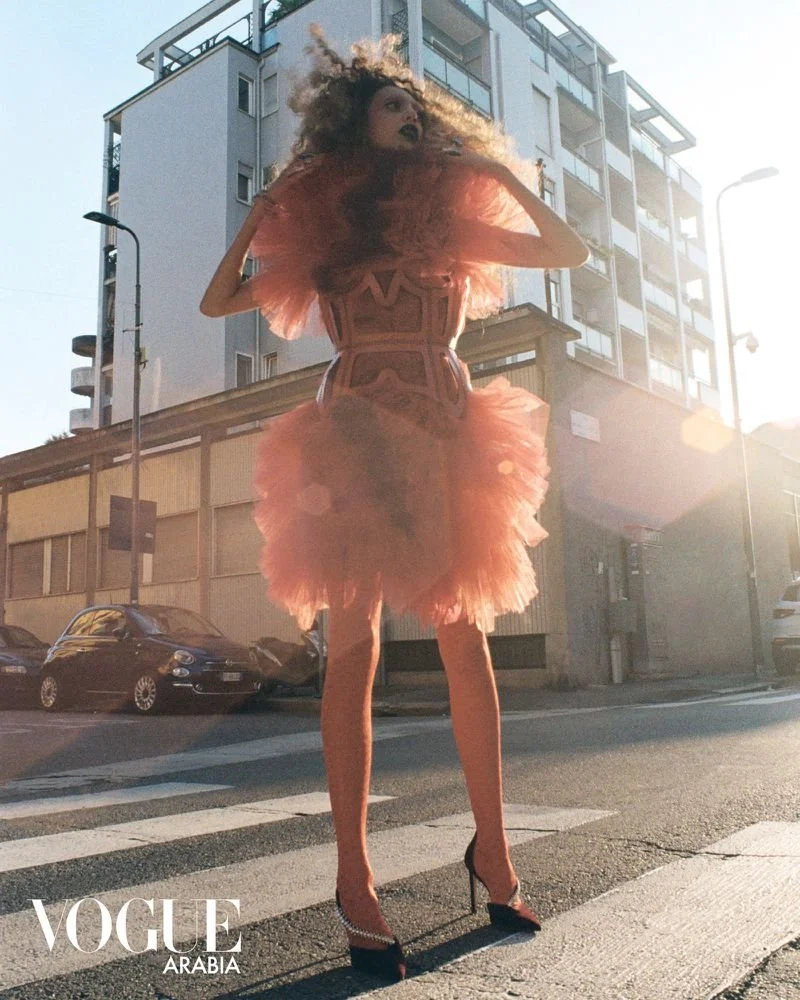 Shahd Rezkana in Frills by Omar Macchiavelli in Vogue Arabia